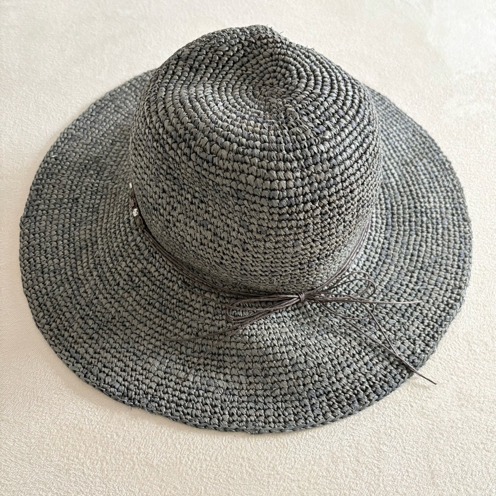 Marc Cain Gray Braided Sun Hat with Slim Bow